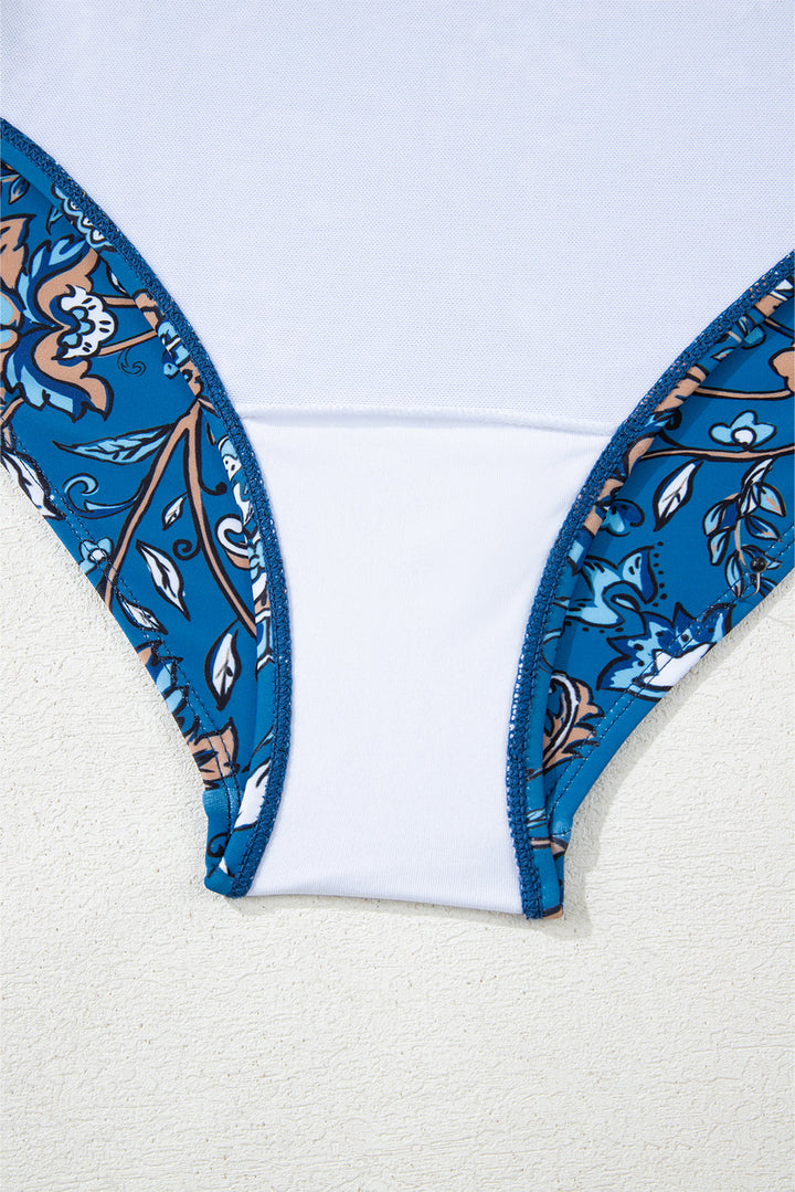 floral printed ruffle removable strap one piece swimsuit