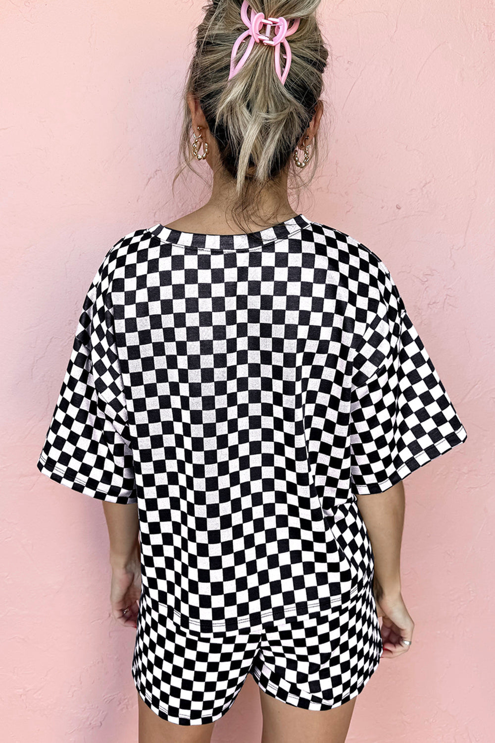 checkered top and short casual 2pcs set 1