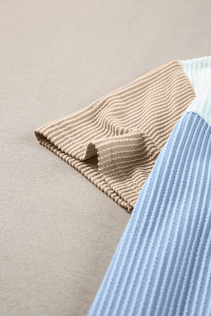 rib textured colorblock t shirt