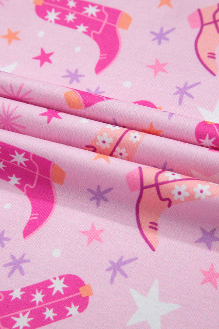 western boots printed short 2pcs lounge set