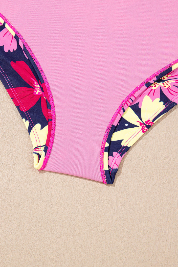 tie shoulder floral print cute tankini set