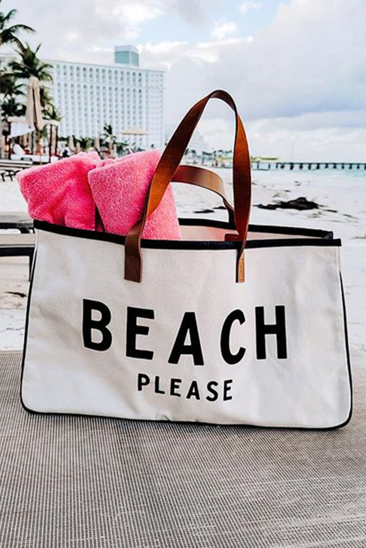 Große Canvas-Tragetasche mit „BEACH PLEASE“-Aufdruck