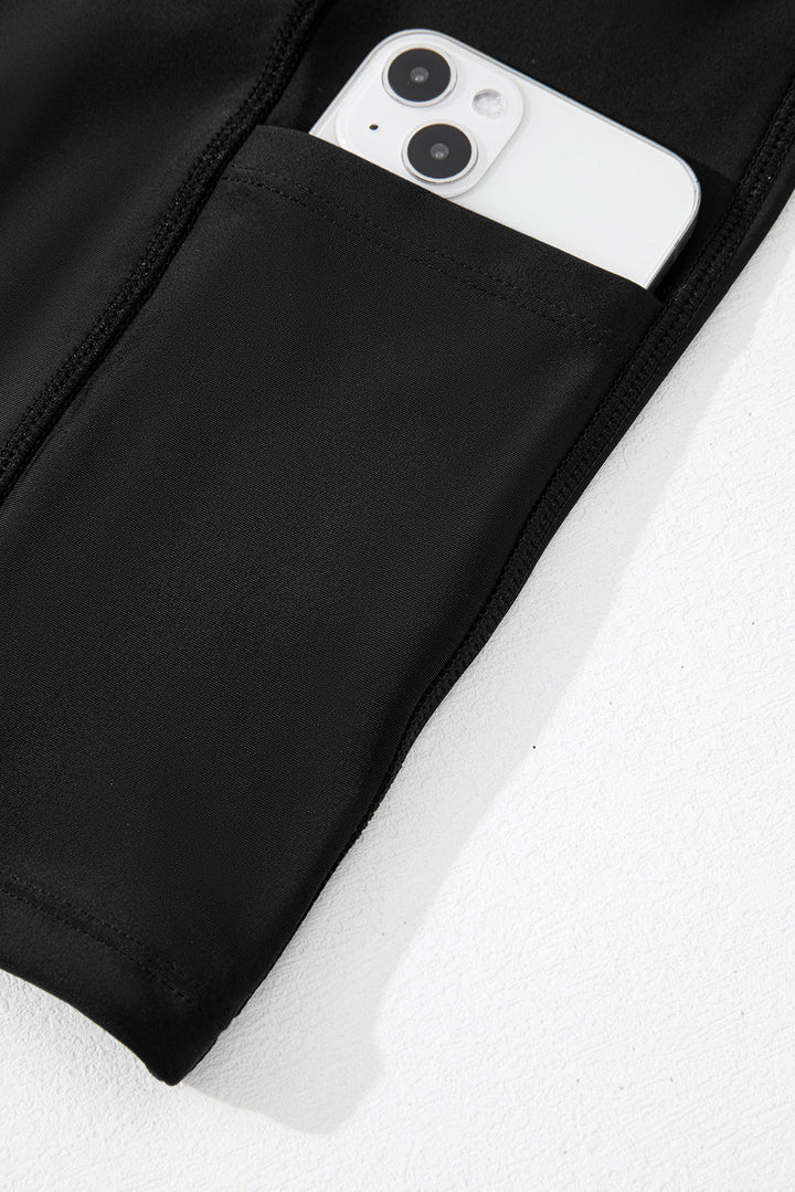 solid pocketed crossover high waist swim skort 1