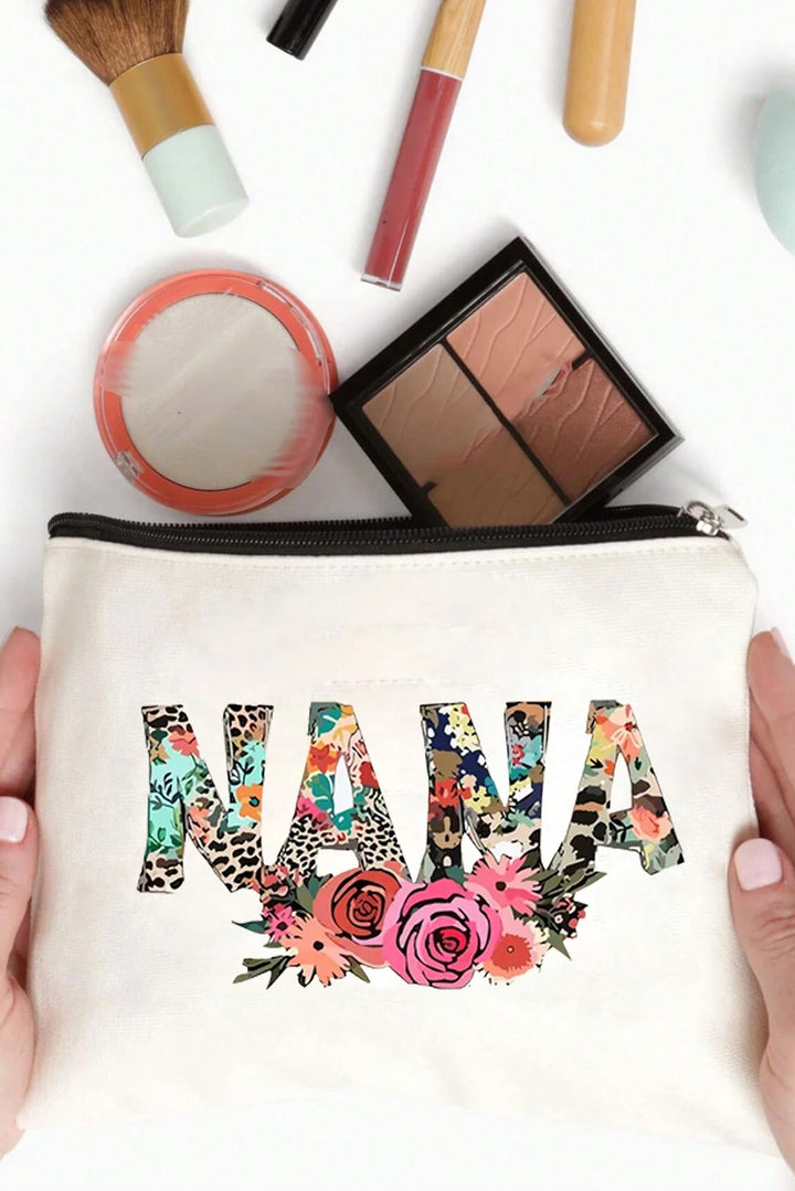 Trousse de maquillage zippée NANA à motif léopard et fleurs