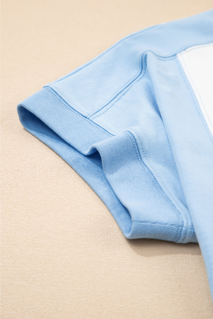 color block exposed seam crew neck t shirt