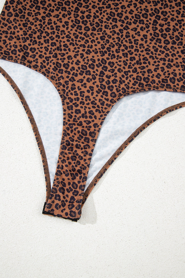 Leopard Printed Sleeveless Scoop Neck Bodysuit