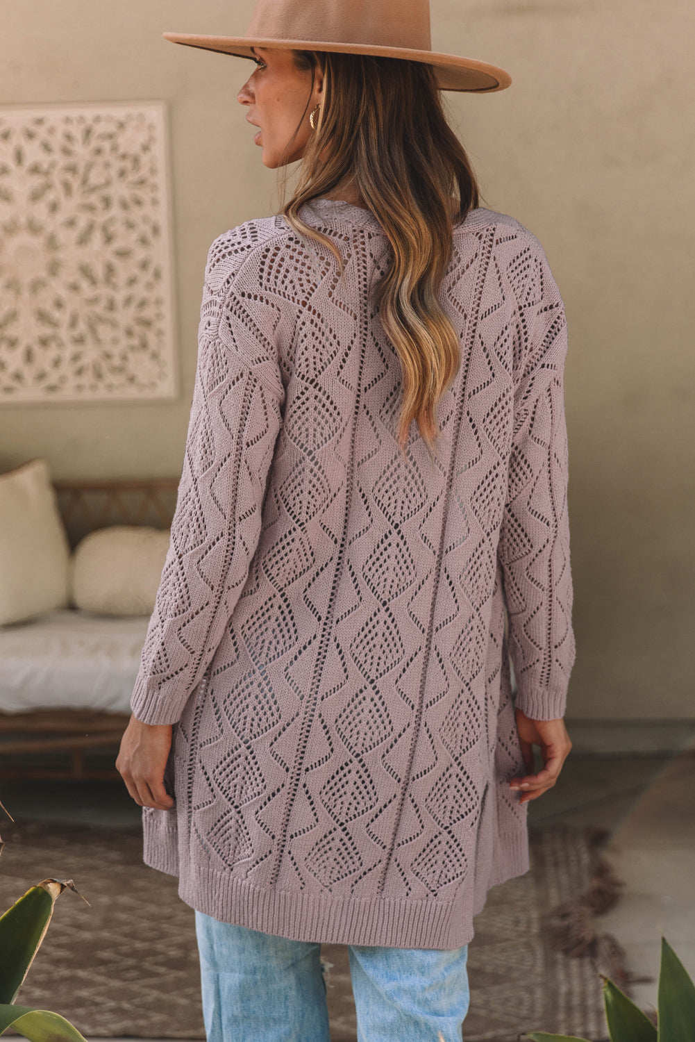 Cardigan en maille ajourée ajourée