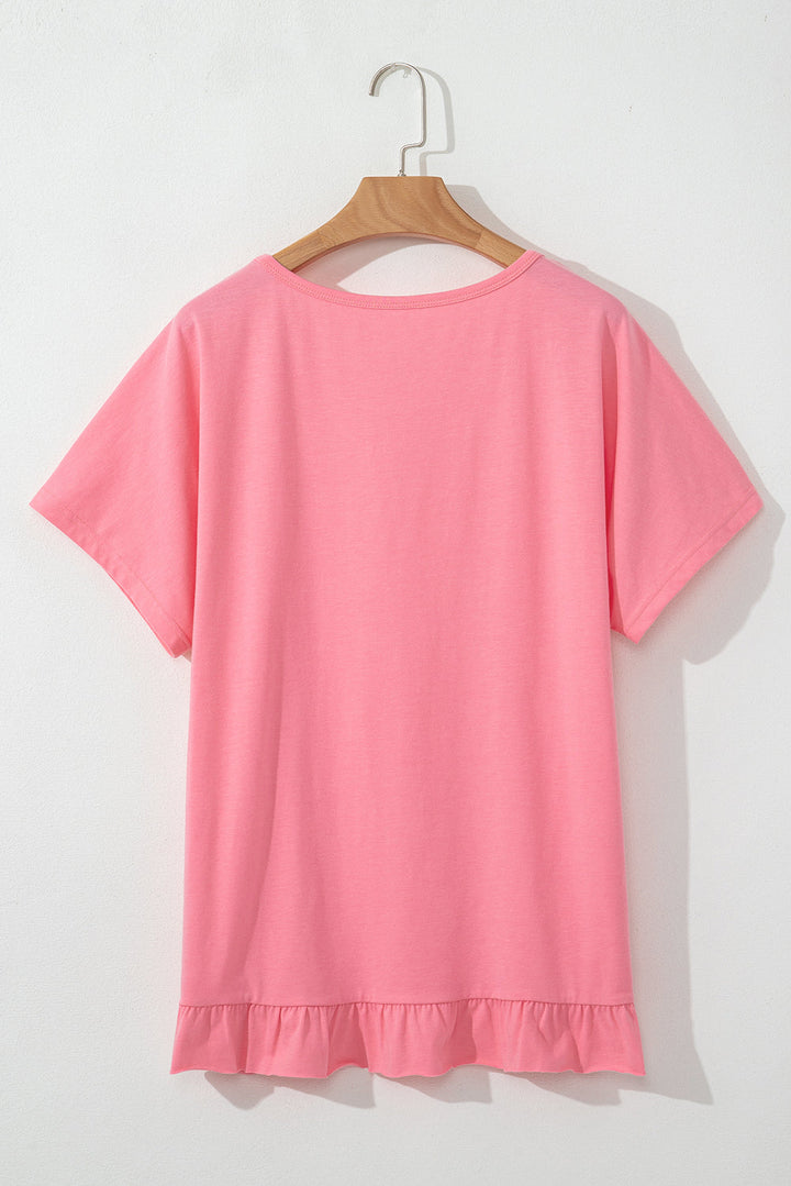 frilled hem loose t shirt