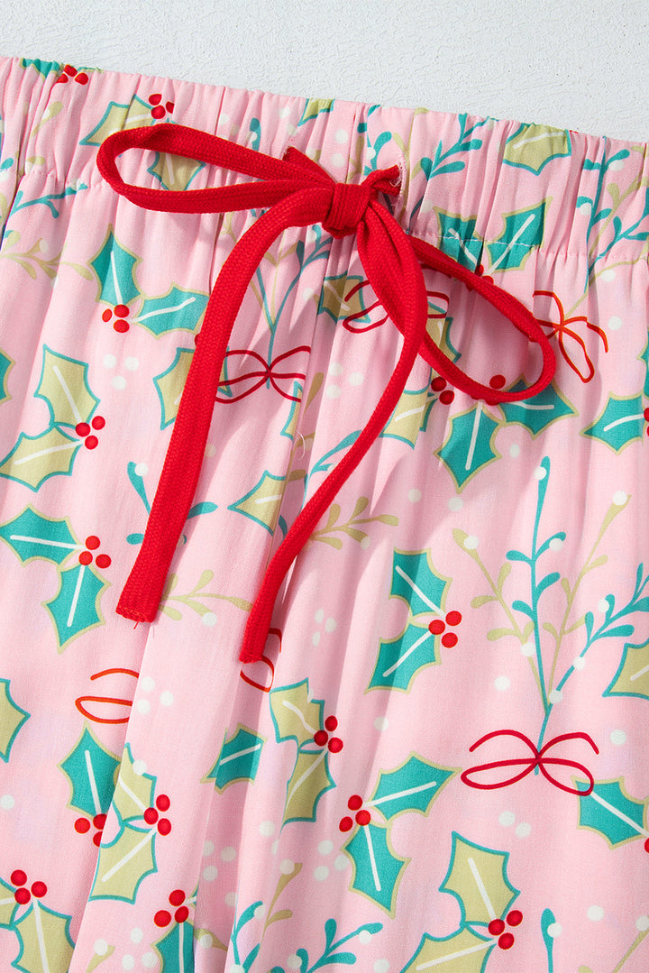 floral christmas pajamas set