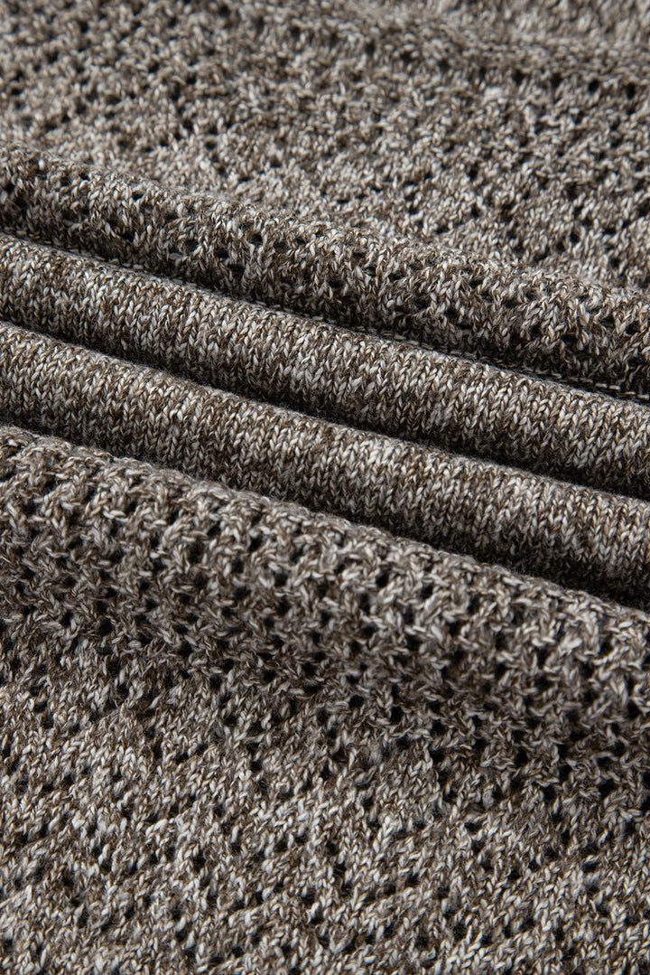 eyelet pattern detail v neck drop shoulder sweater 1