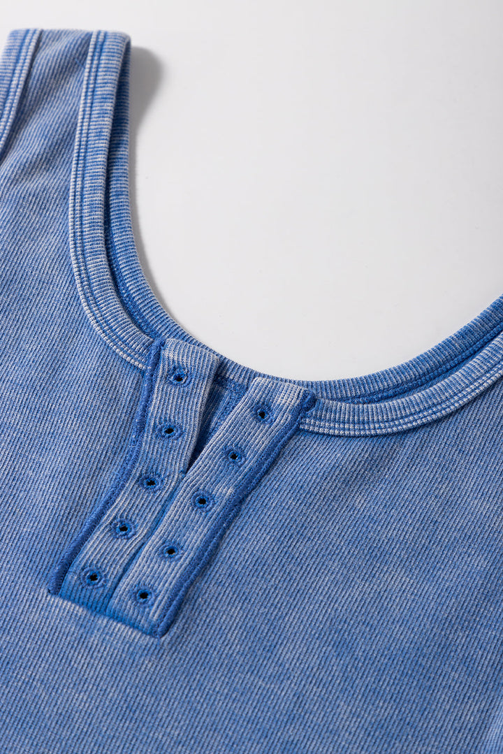 mineral wash ribbed notch neck tank top