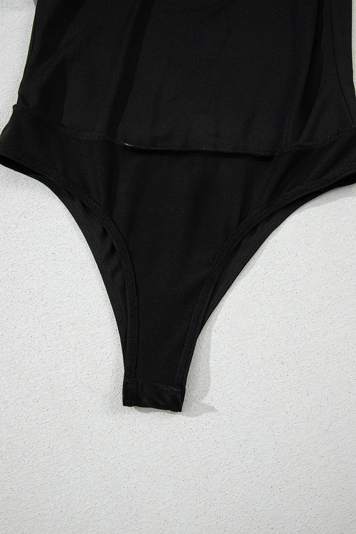 Heart Shape Mesh Patchwork Square Neck Bodysuit