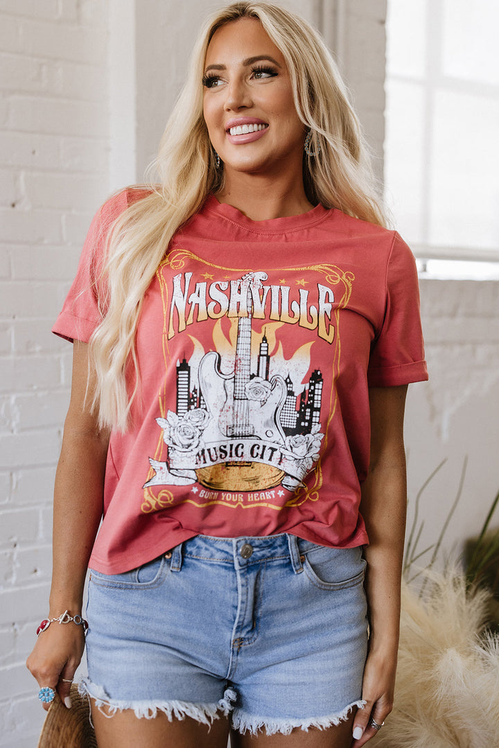 nashville music city graphic retro fashion tee