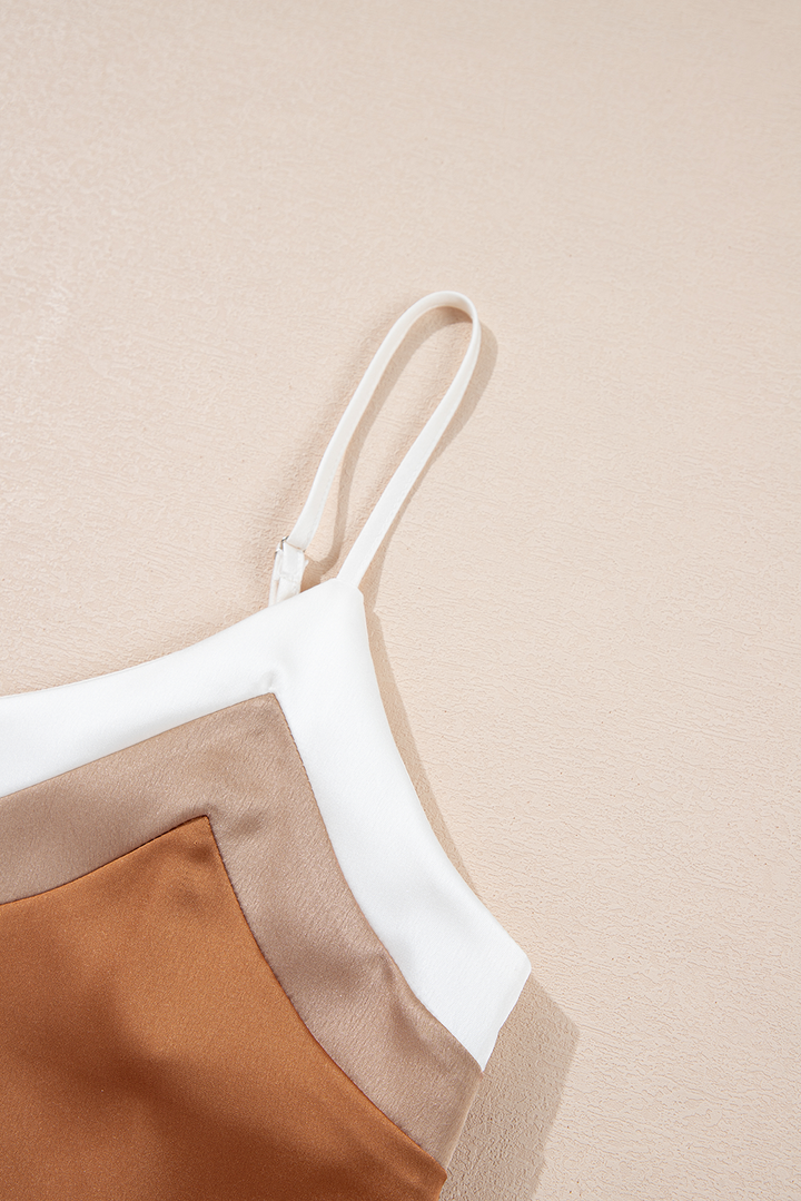 chevron color block spaghetti straps tank top