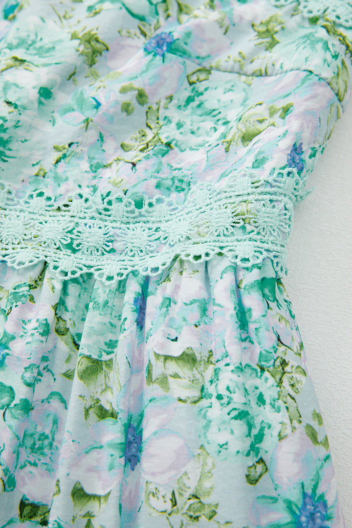 floral lace tied strap empire waist maxi dress