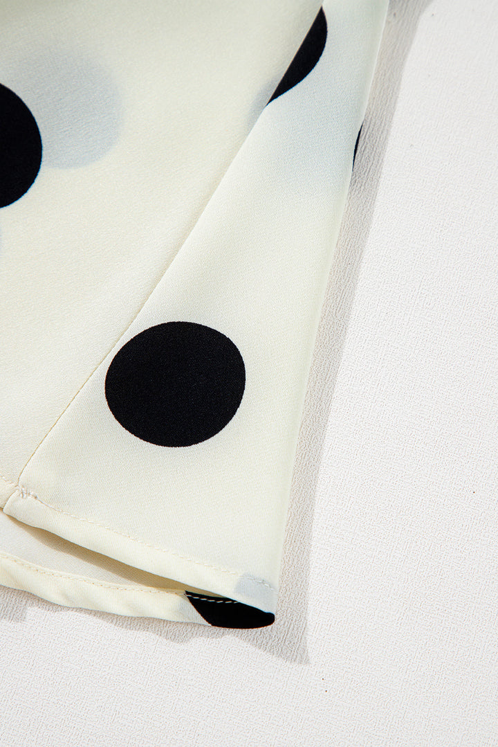 Polka Dot Printed Surplice V Neck Puff Sleeve Mini Dress