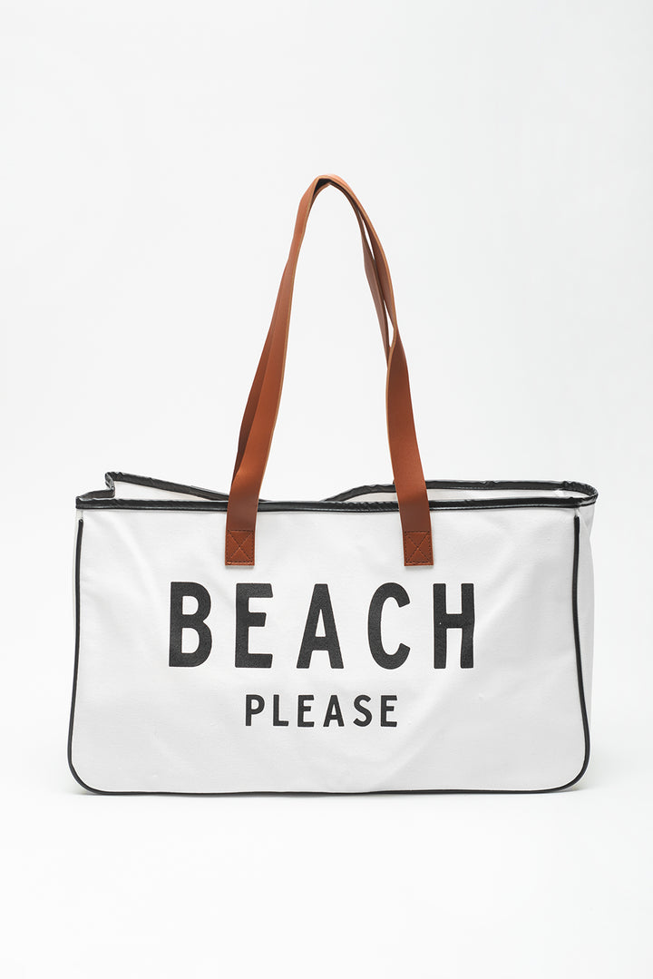 Große Canvas-Tragetasche mit „BEACH PLEASE“-Aufdruck