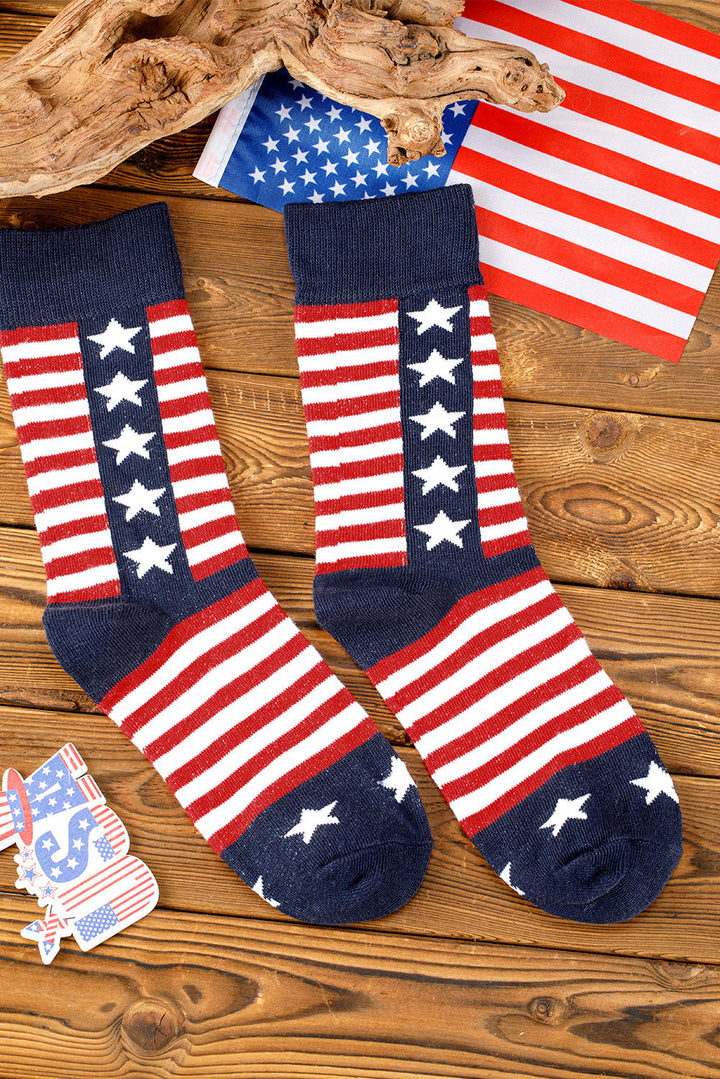 Crew-Socken mit Streifen und Sternen im amerikanischen Stil