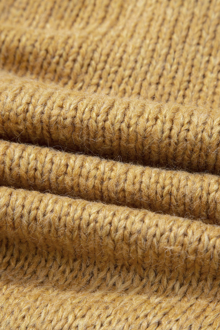 Lantern Sleeve Scallop V Neck Buttoned Front Cardigan