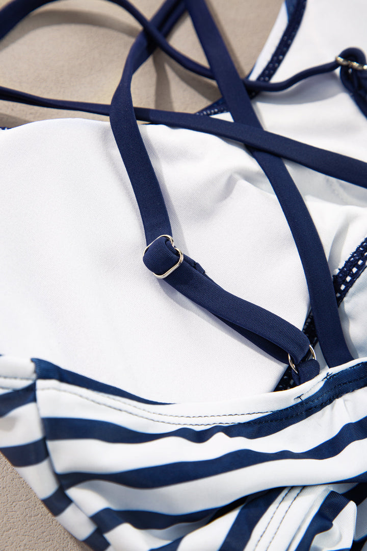 drawstring tummy control mix and match 2pcs tankini swimsuit