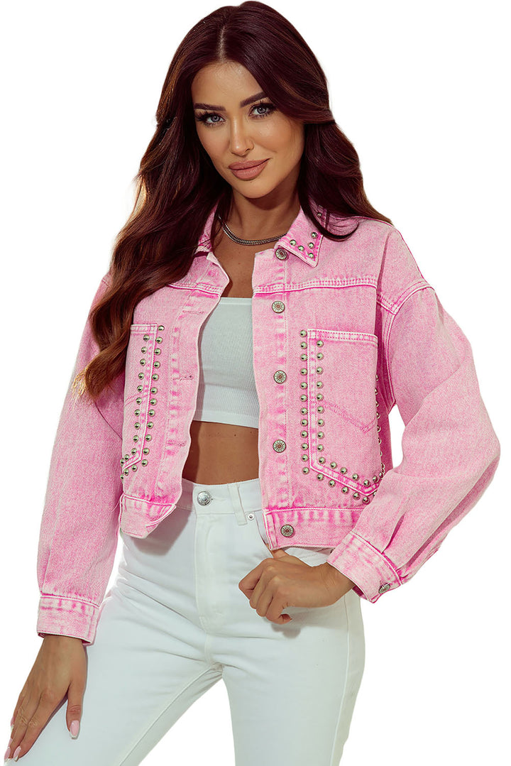 Rivet Studded Pocketed Denim Jacket