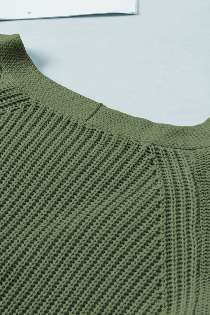 Bishop Sleeve Button V Neck Cardigan Sweater