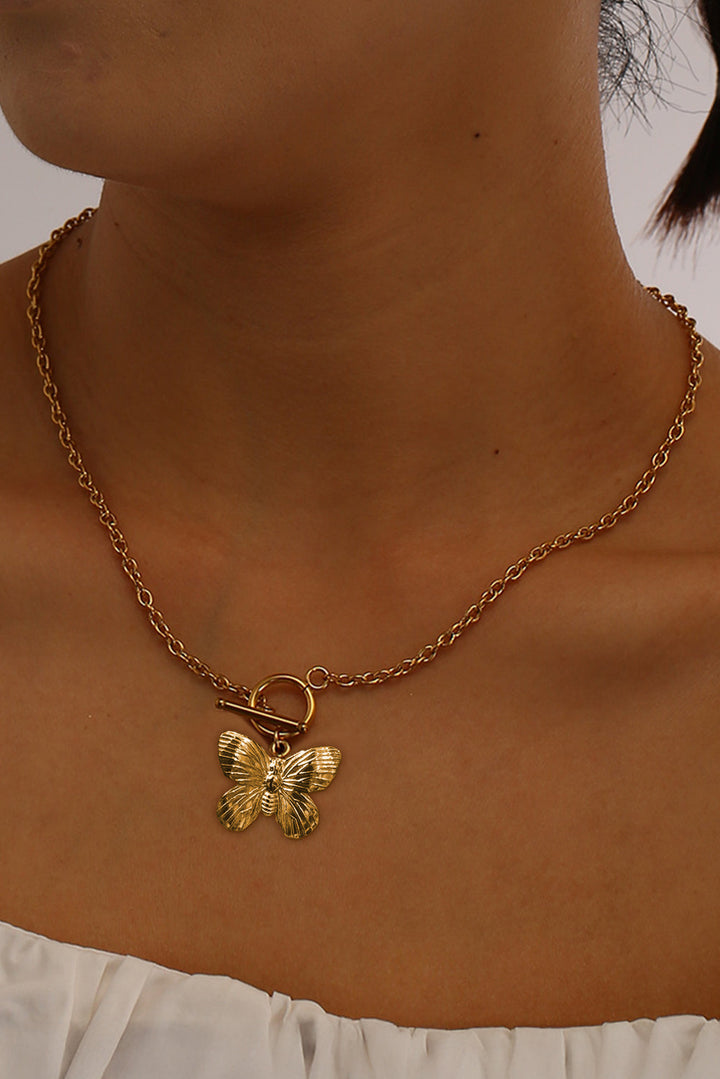 Butterfly Pendant Plated Alloy Necklace
