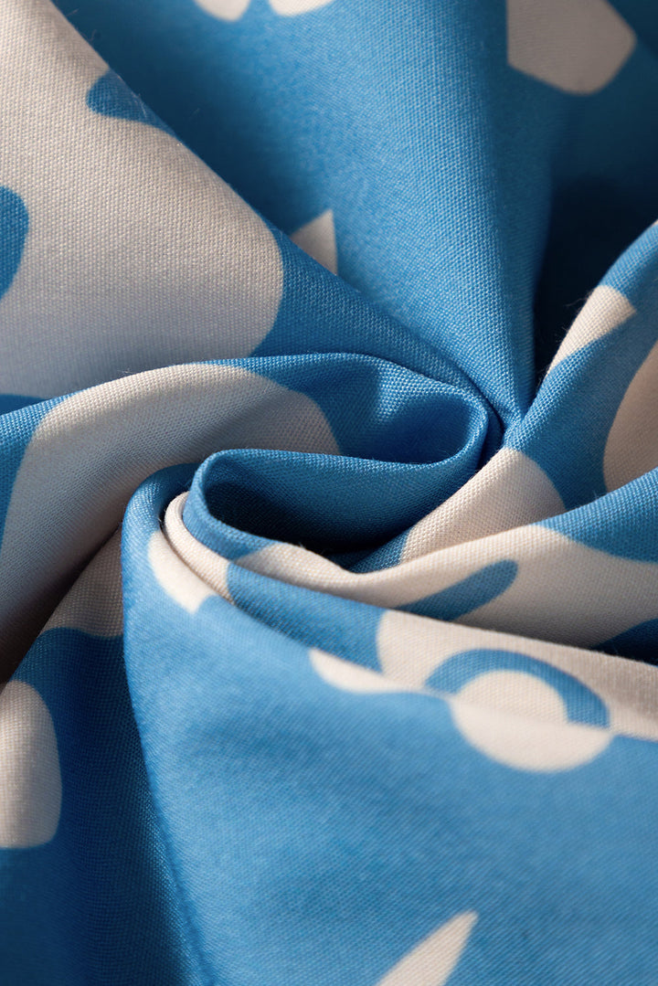 floral u neck flutter shoulder tiered flowy midi dress