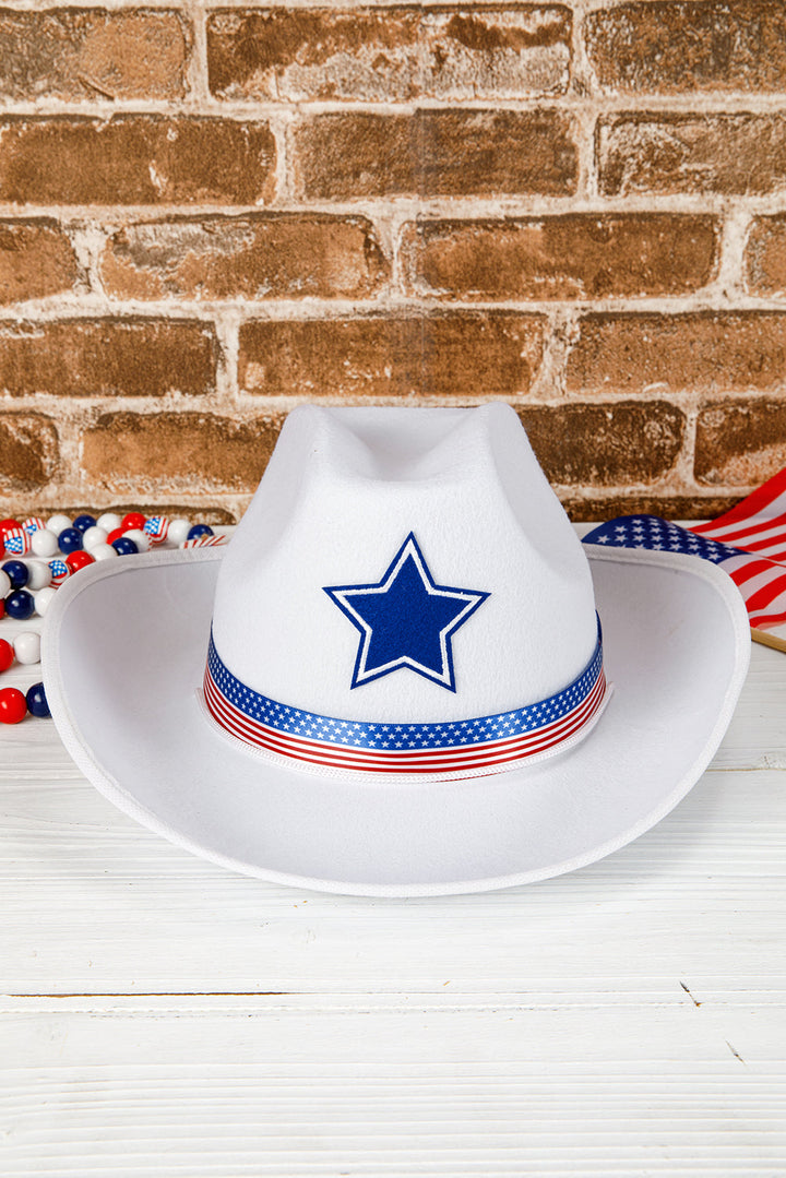 Cowboyhut mit breiter Krempe und amerikanischem Flaggenmotiv