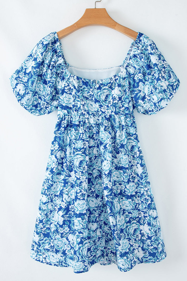 Floral Puff Sleeve Babydoll Mini Dress