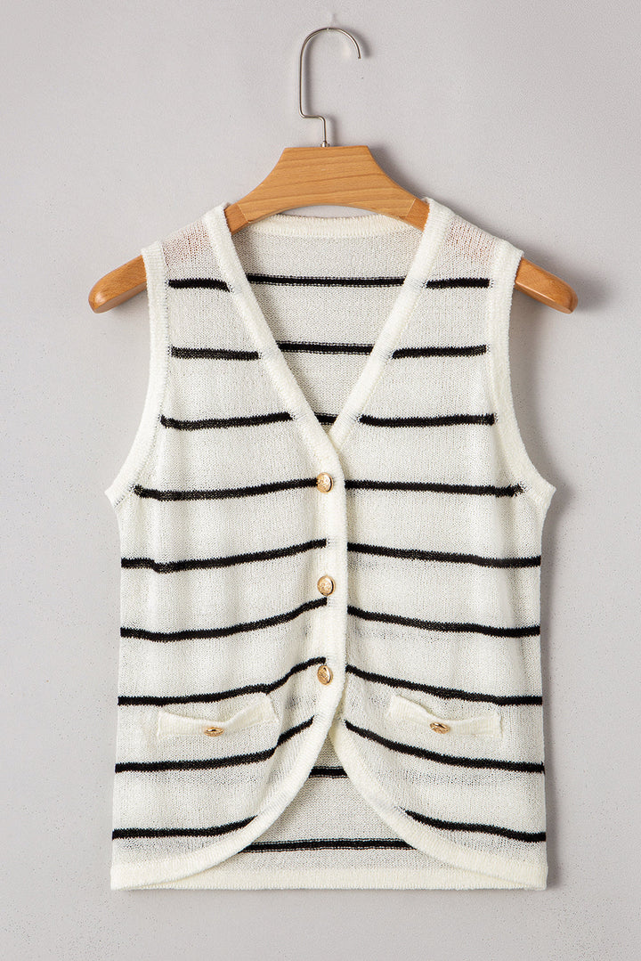 Buttoned V Neck Slim Fit Sweater Vest