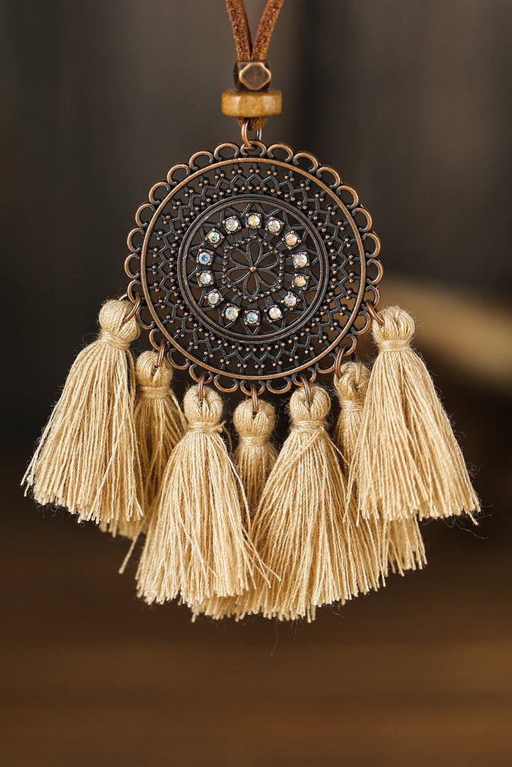 3 Stücke Böhmische Retro Halskette mit Quastenanhänger