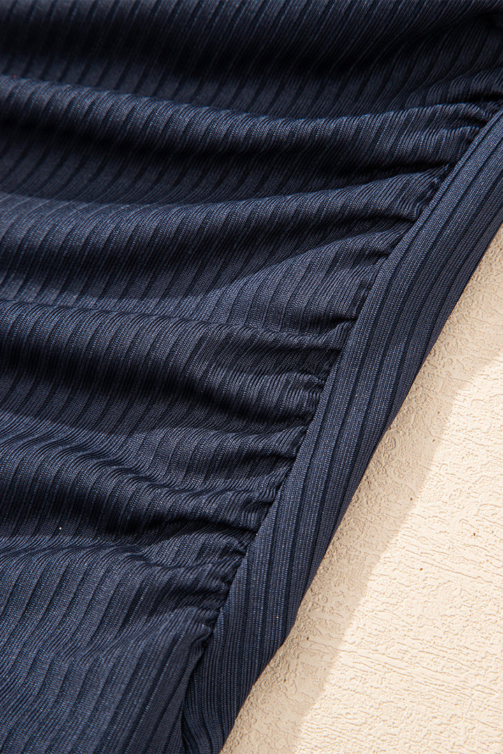 ruched u neck ribbed tankini