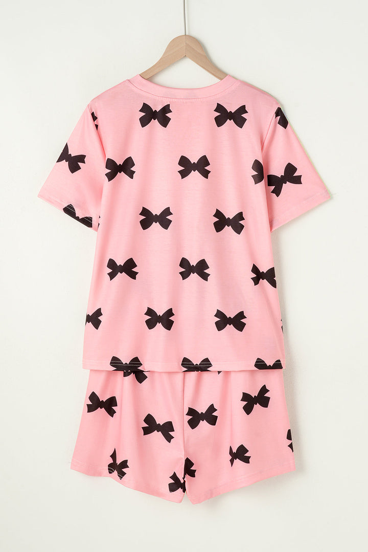 bow printed short 2pcs lounge set