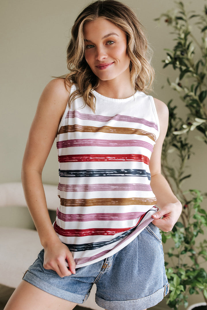 Rainbow Round Neck Tank Top
