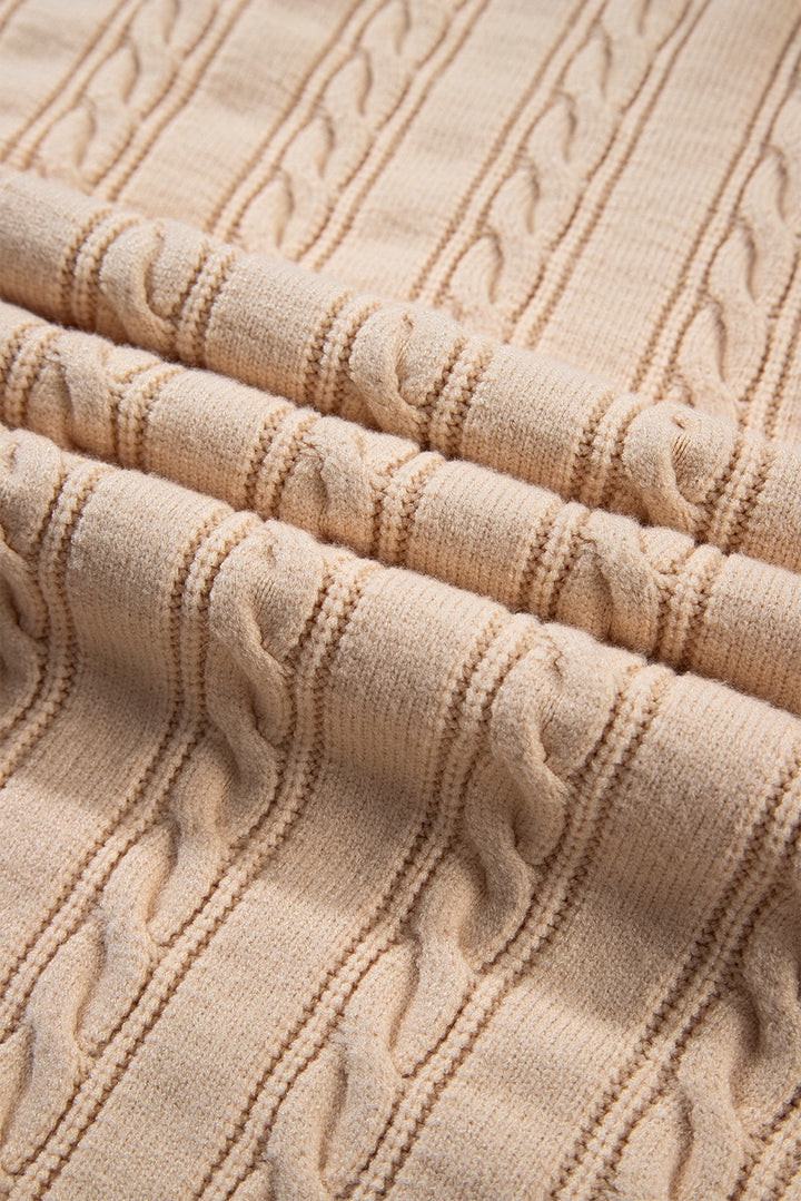 Oversize Chunky Cable Knit Open Front Midi-length Cardigan