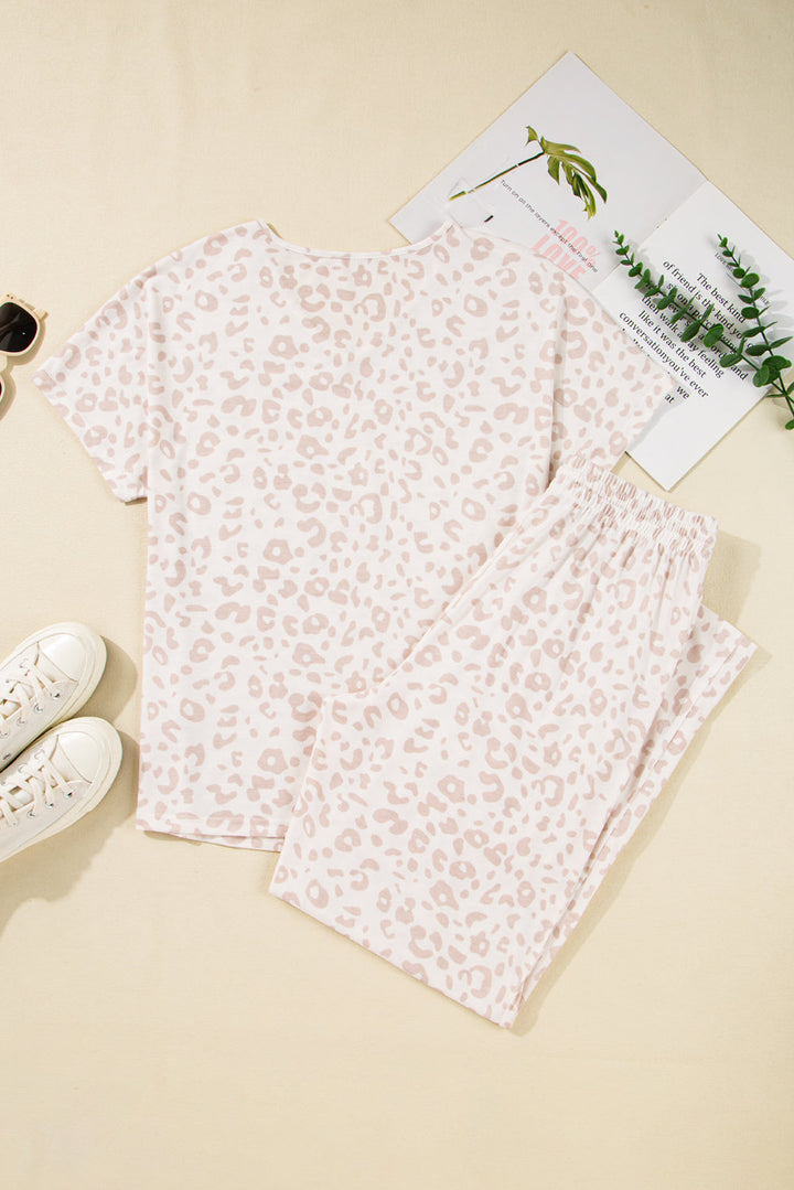cheetah v neck tee and pants lounge set