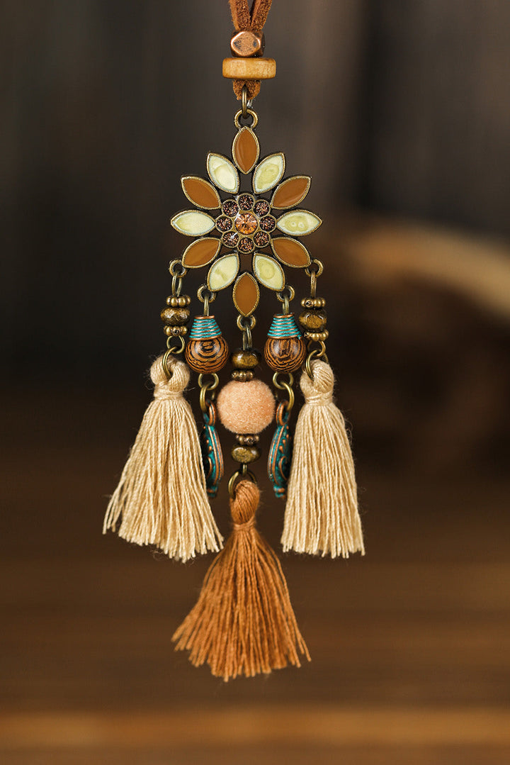 3 Stücke Böhmische Retro Halskette mit Quastenanhänger