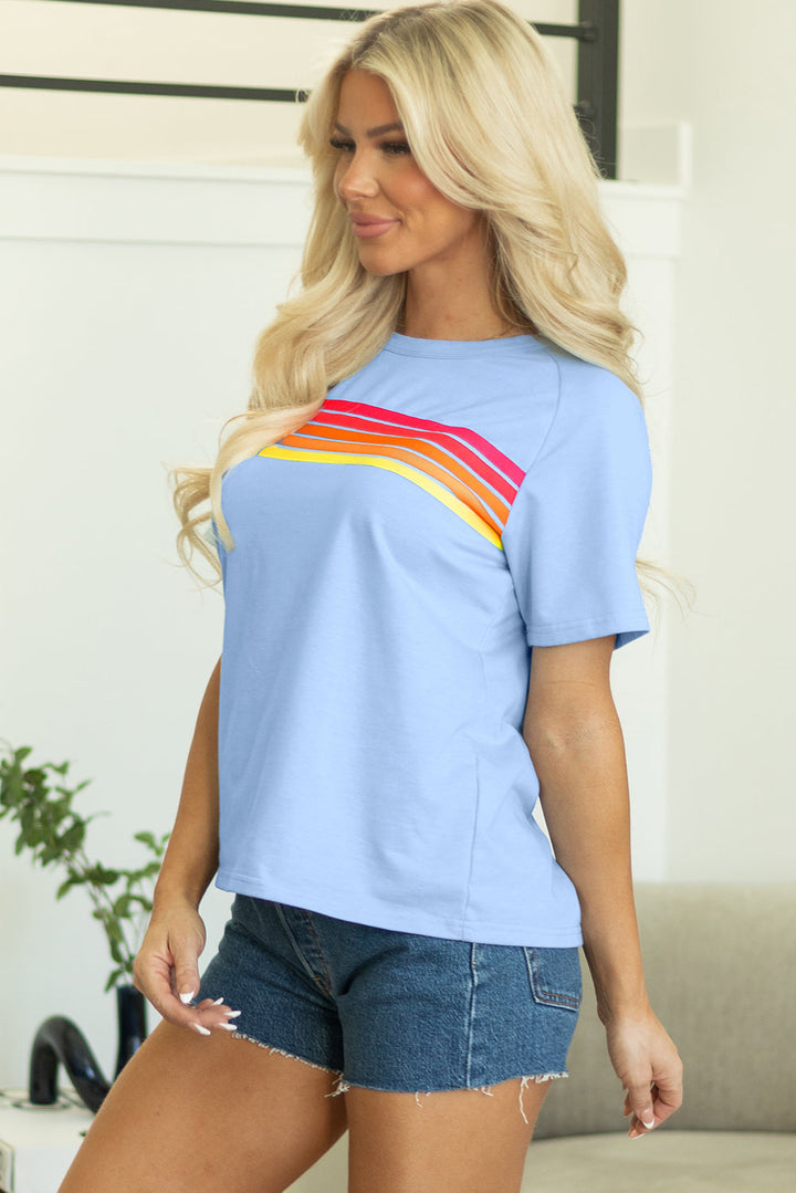 Striped Patch Front Casual Tee