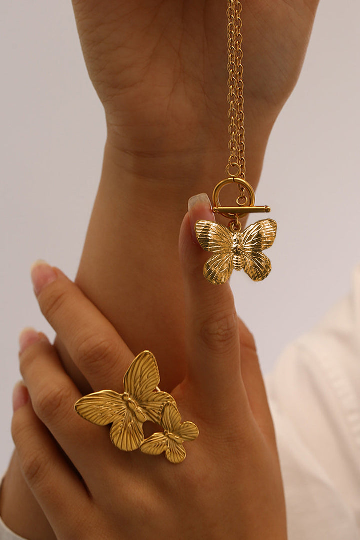 Butterfly Pendant Plated Alloy Necklace