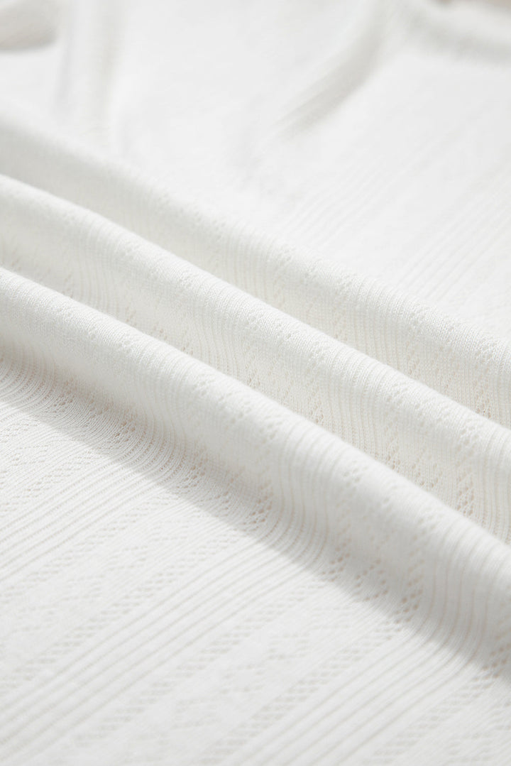 scalloped lace trim jacquard textured t shirt