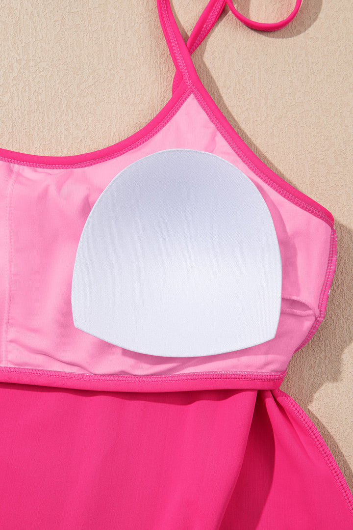 tie shoulder floral print cute tankini set