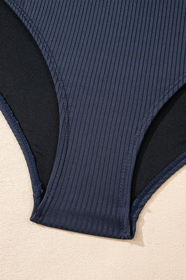 ruched u neck ribbed tankini