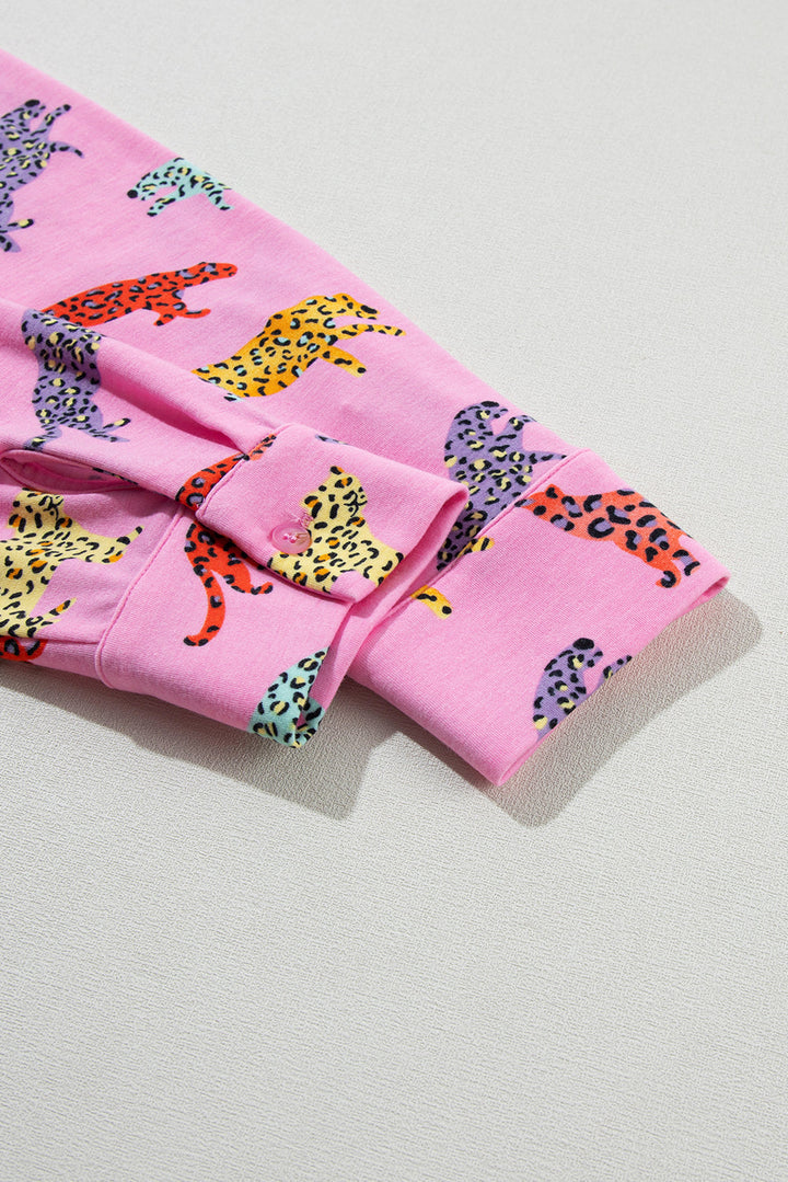 cheetah print shirt and pants pajama set