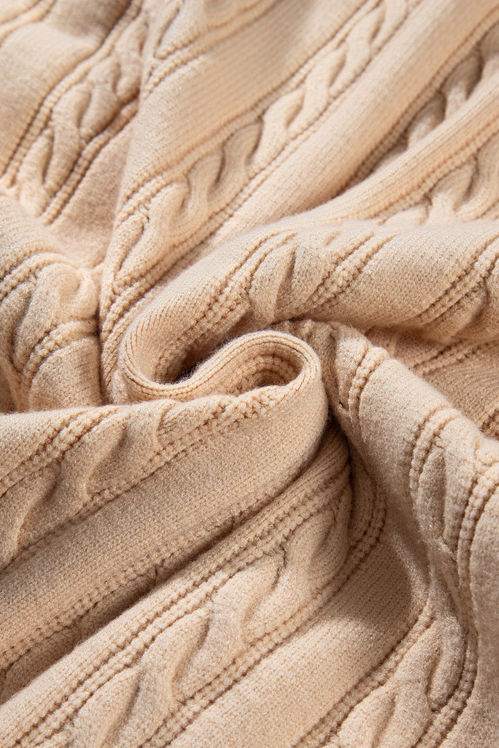 Oversize Chunky Cable Knit Open Front Midi-length Cardigan