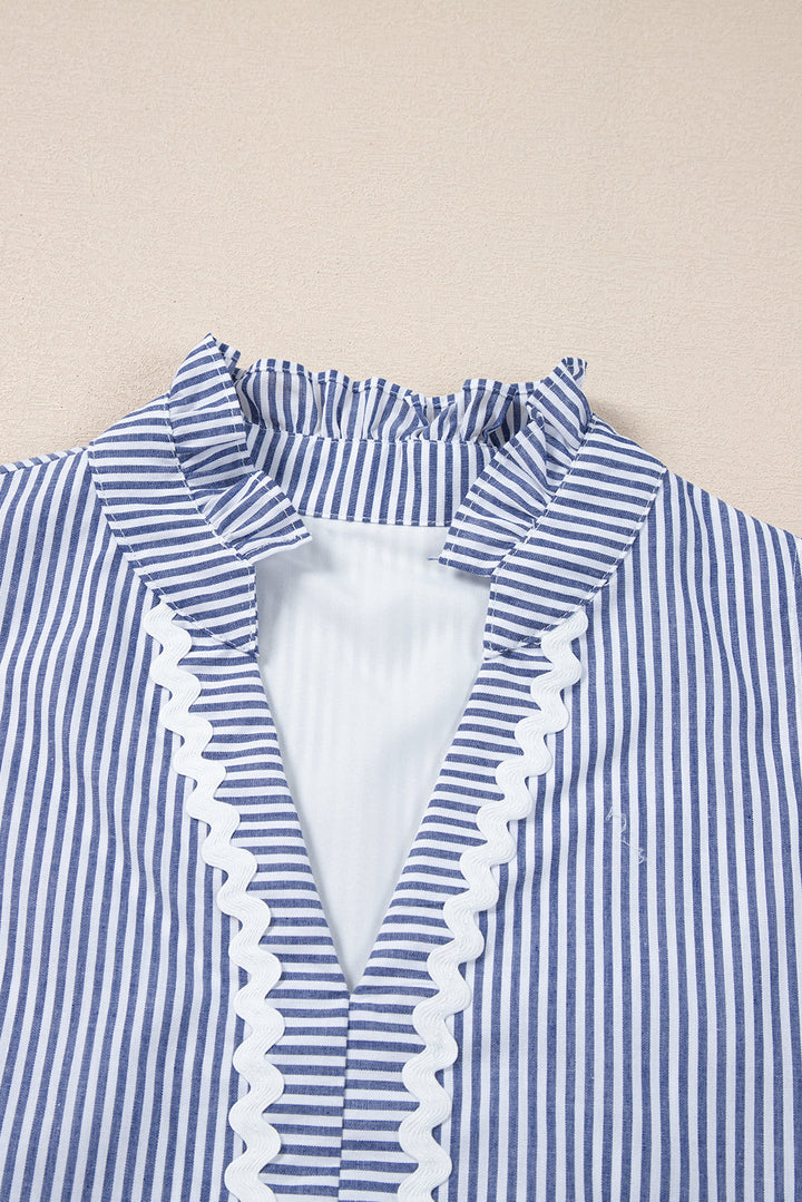 Sleeveless Notched V Neck Contrast Ric Rac Mini Dress