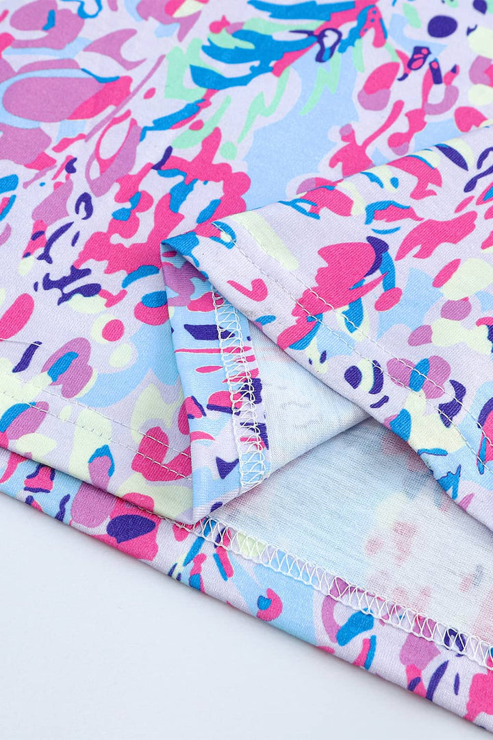 Abstract Floral Print Sleeveless Maxi Dresses