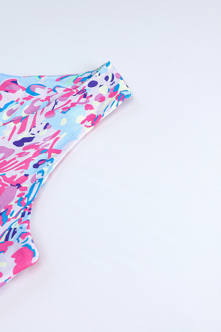 Abstract Floral Print Sleeveless Maxi Dresses