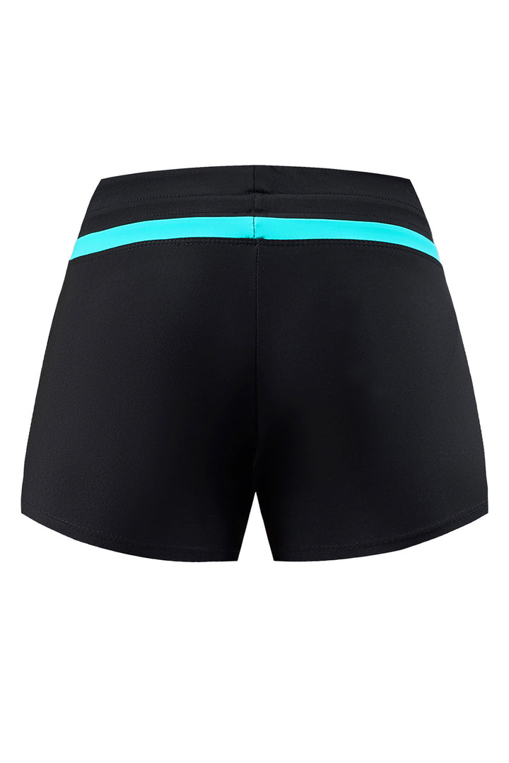 blue trim black women swim boardshort