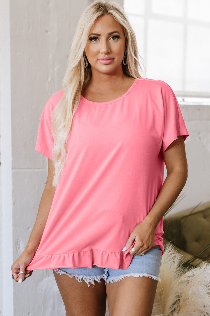 frilled hem loose t shirt